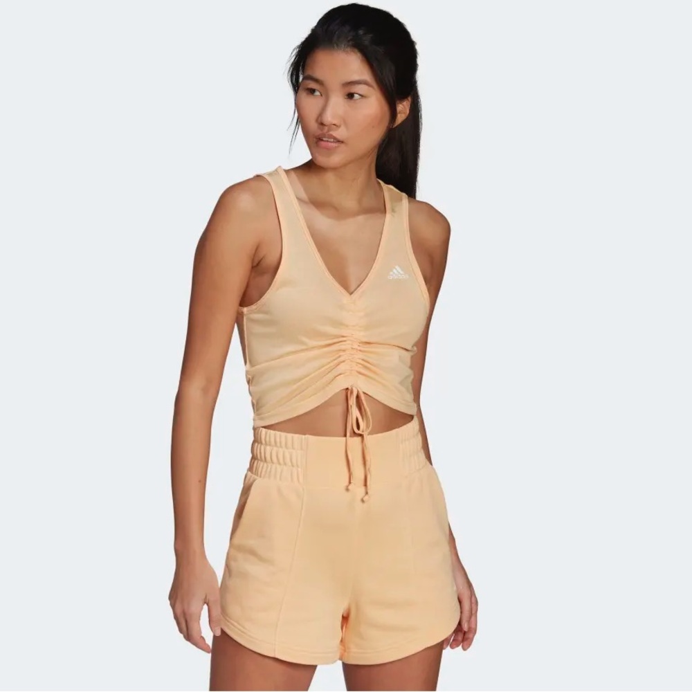 Adidas Yellow Ribbed Cropped Top - Picture 2 of 4